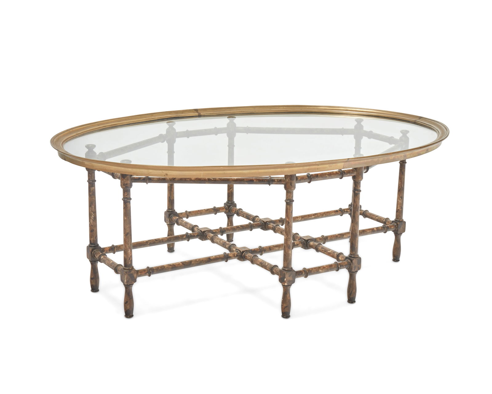 A BAKER FAUX BAMBOO GLASS TOP