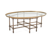 A BAKER FAUX BAMBOO GLASS TOP