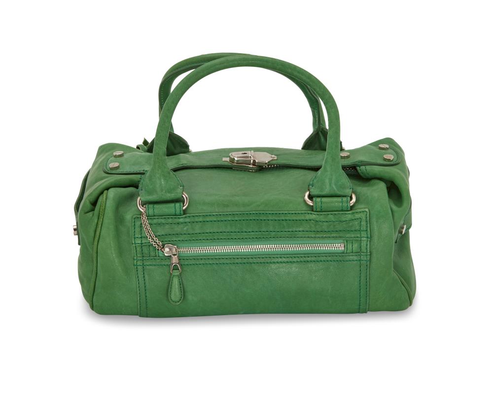 A BALENCIAGA GREEN LEATHER