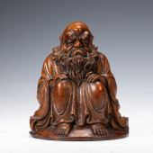 A BAMBOO - CARVED STATUE OF BO