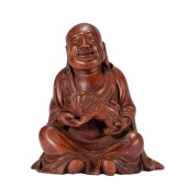 A BAMBOO CARVING LUOHAN BUDDHA