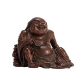 A BAMBOO CARVING MAITREYA BUDD