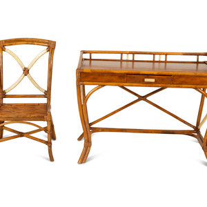 A Bamboo Desk and Matching Chair 