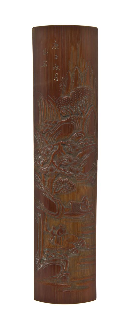 A Bamboo Wrist Rest carved with a