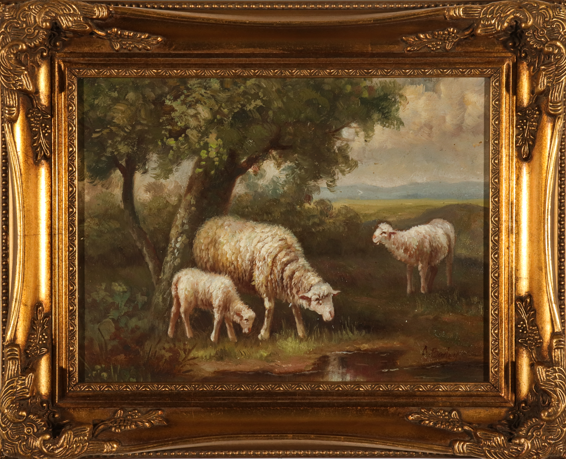 A. BARLEY "SHEEP GRAZING" OIL ON