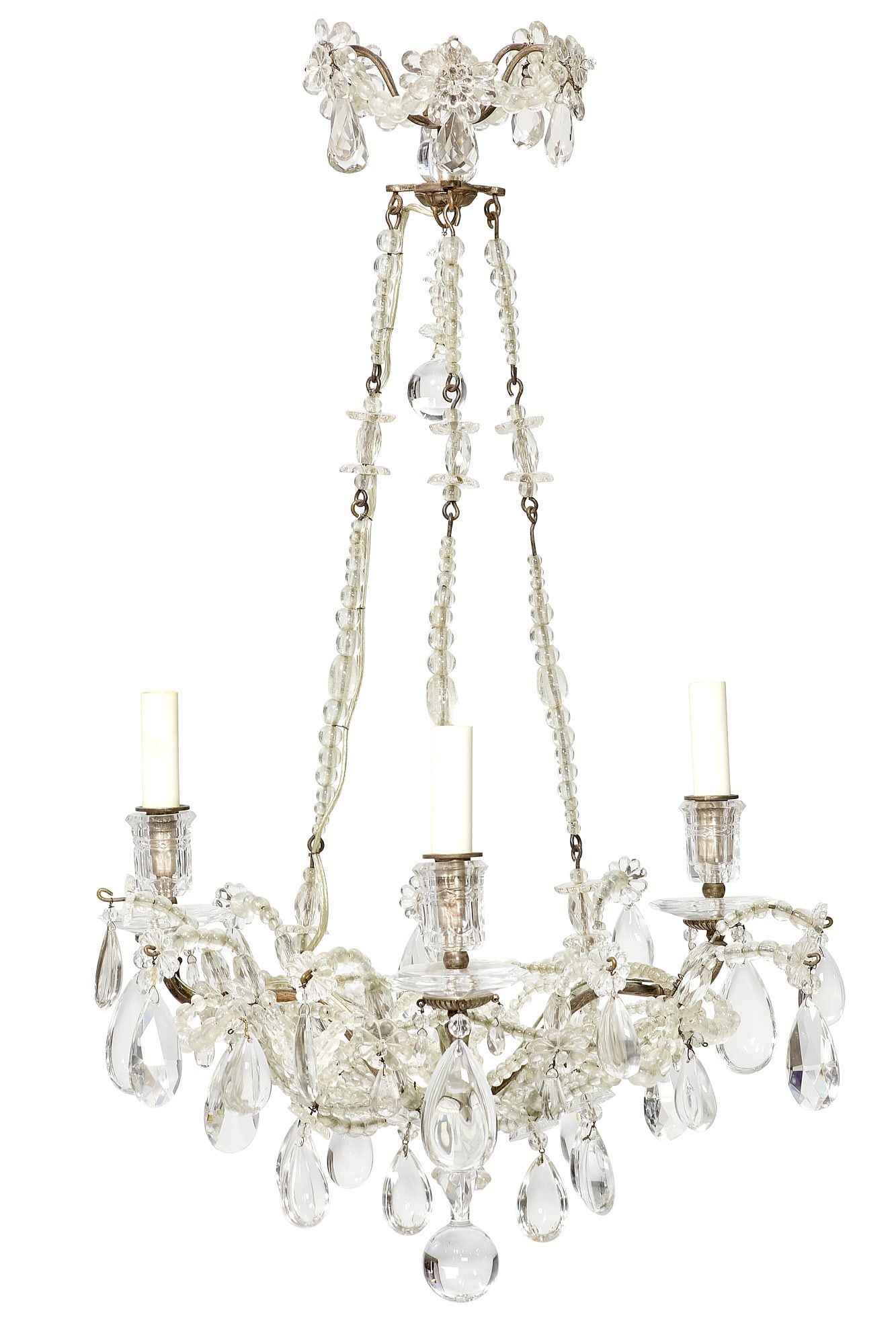 A BAROQUE STYLE GLASS THREE LIGHT