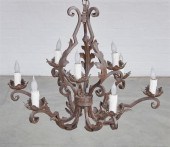 A BAROQUE STYLE IRON NINE LIGH