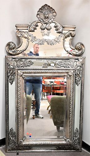 A BAROQUE STYLE SILVERED CAST-METAL