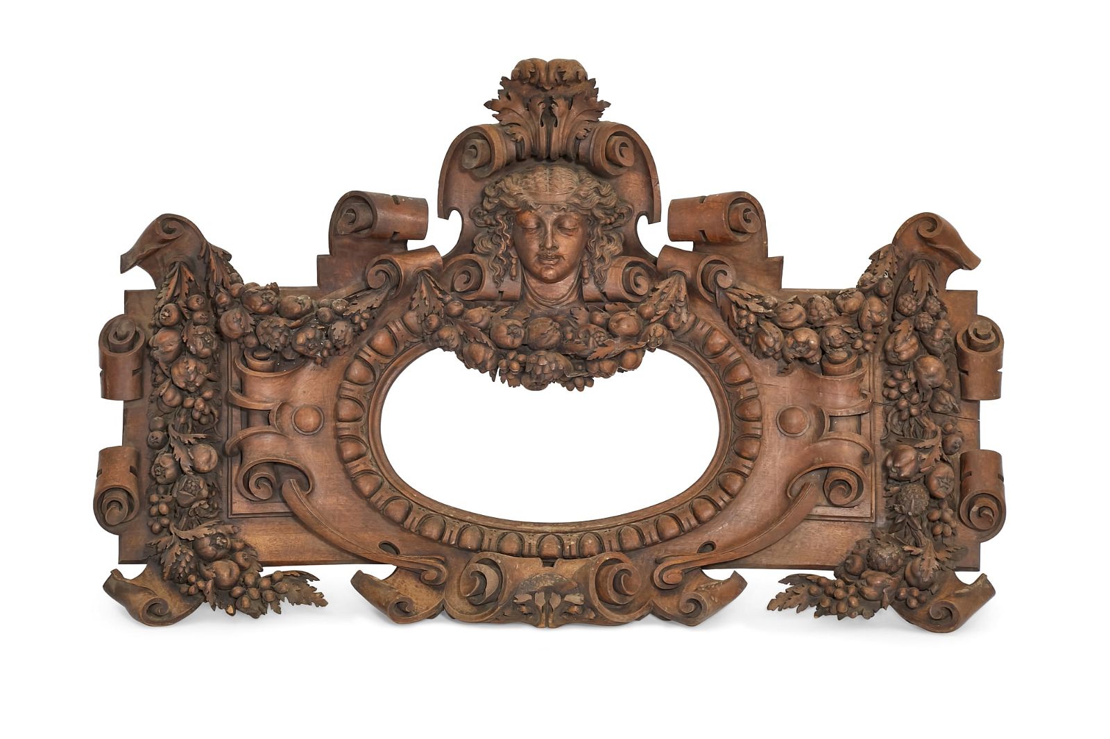 A BAROQUE STYLE WALNUT OVERMANTEL