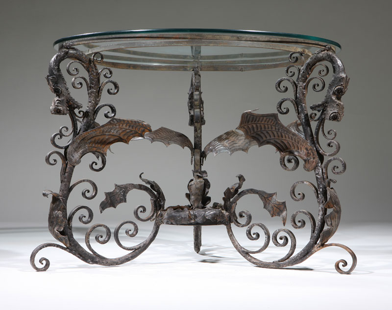 A Baroque style wrought-iron and