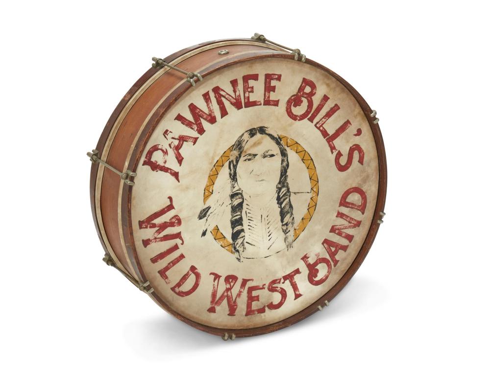 A BASS DRUM FROM PAWNEE BILL'S WILD