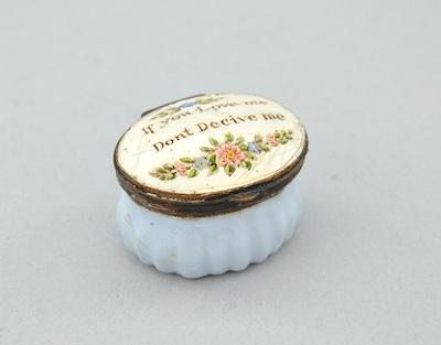 A Battersea Snuff Box with a