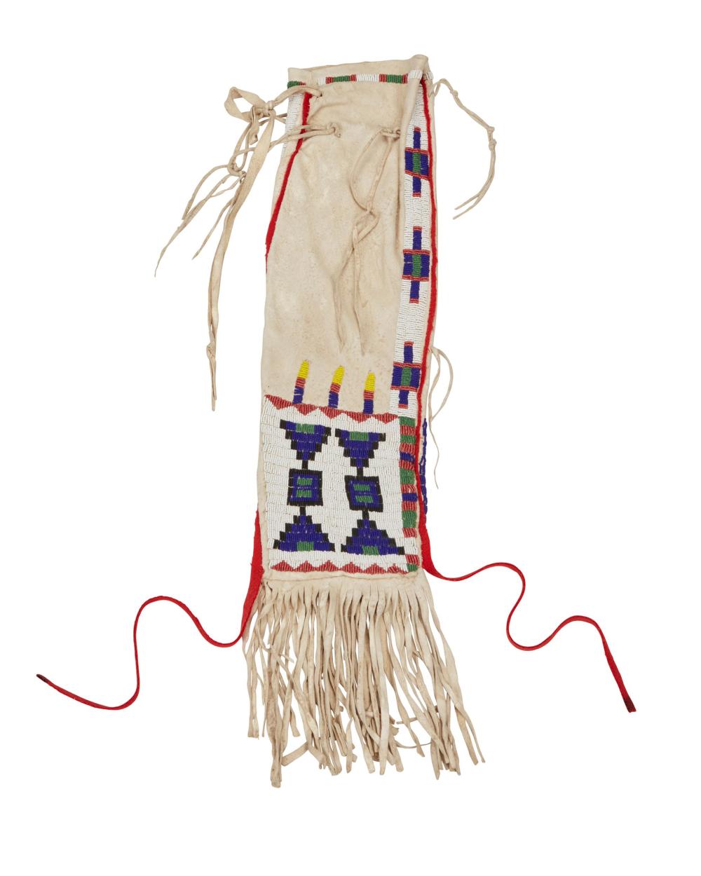 A BEADED HIDE TOBACCO BAGA beaded