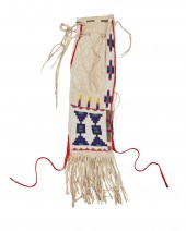 A BEADED HIDE TOBACCO BAGA bea