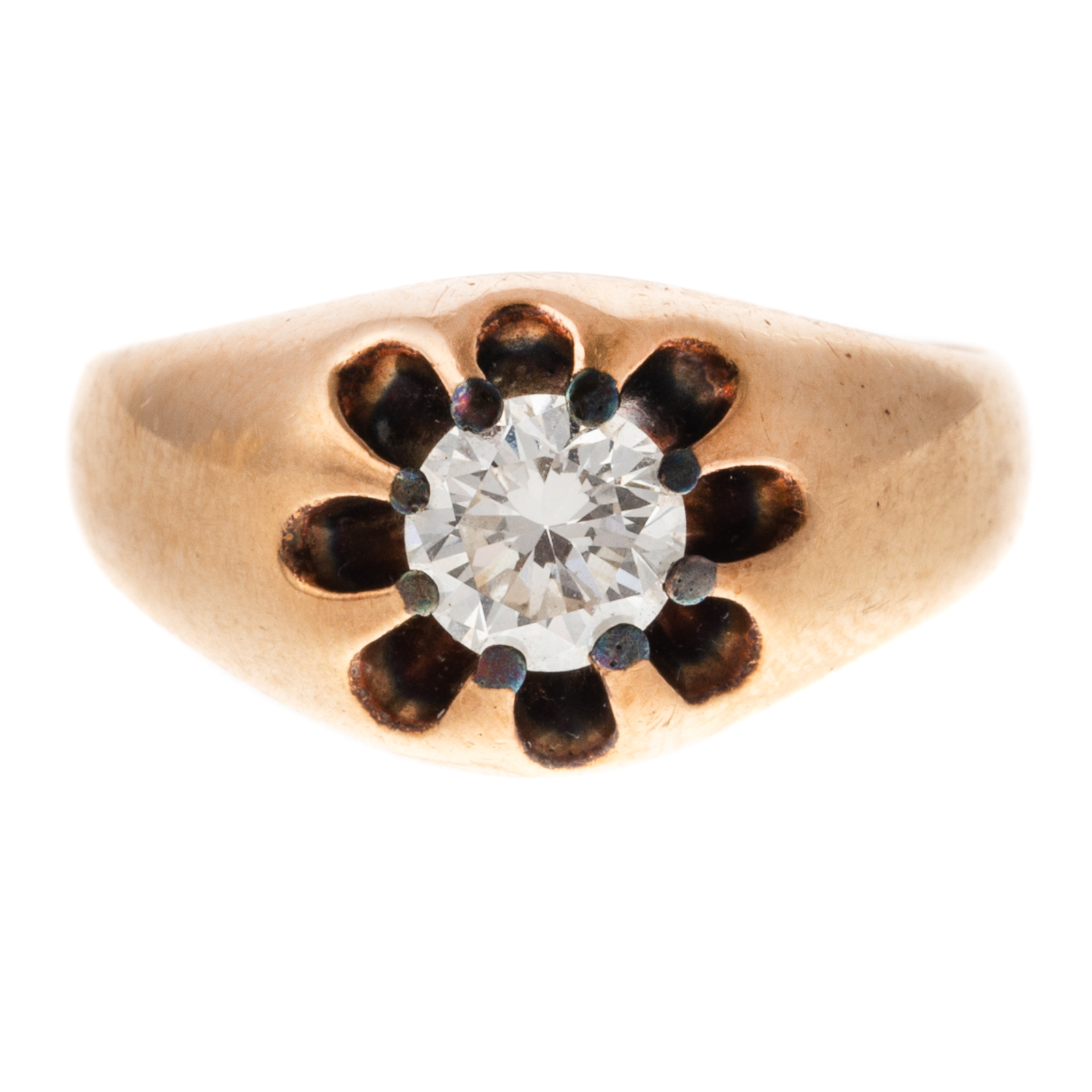 A BELCHER SET DIAMOND RING IN 14K