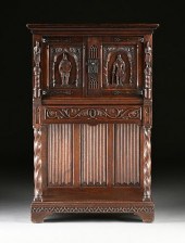 A BELGIAN NEO-GOTHIC CARVED OA