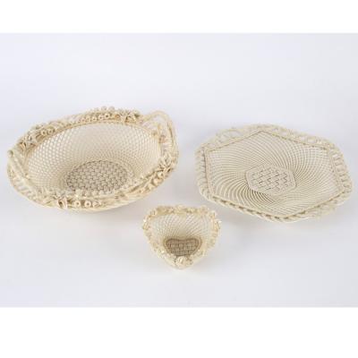 A Belleek circular two-handled