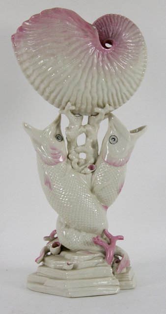 A Belleek double fish and