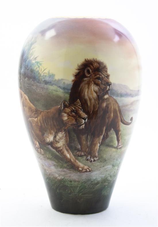 * A Belleek Willets Vase of ovoid