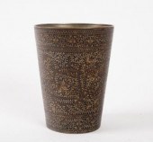 A Benares metal inlaid beaker,