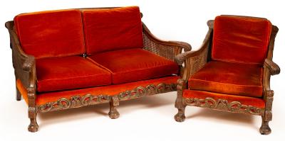 A Bergere suite comprising one sofa