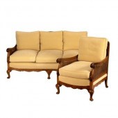 A bergère three-seater maple s