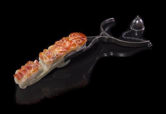 A Bi-Colored Jade Belt Hook of
