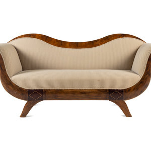 A Biedermeier Figured Walnut Sofa