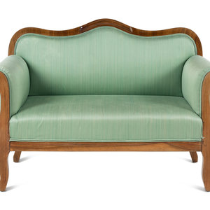 A Biedermeier Walnut Loveseat Circa