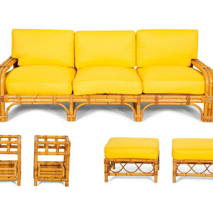 A Bielecky Brothers Rattan Settee
