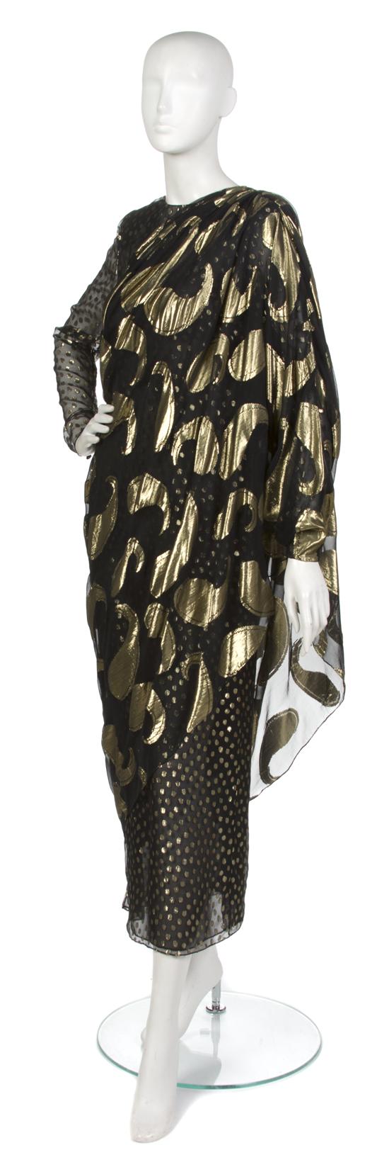 A Bill Blass Black and Gold Silk