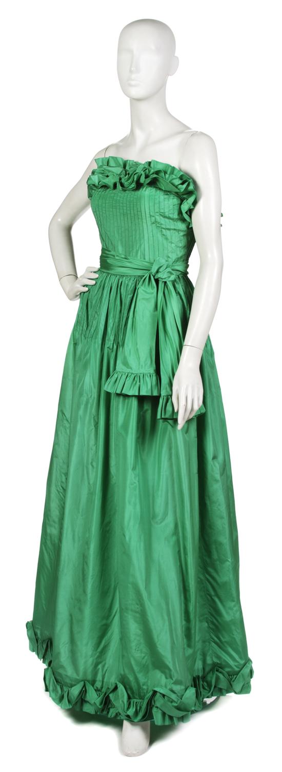 A Bill Blass Green Silk Faille