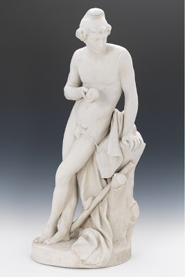 A Bisque Stoneware Statue of a Male
