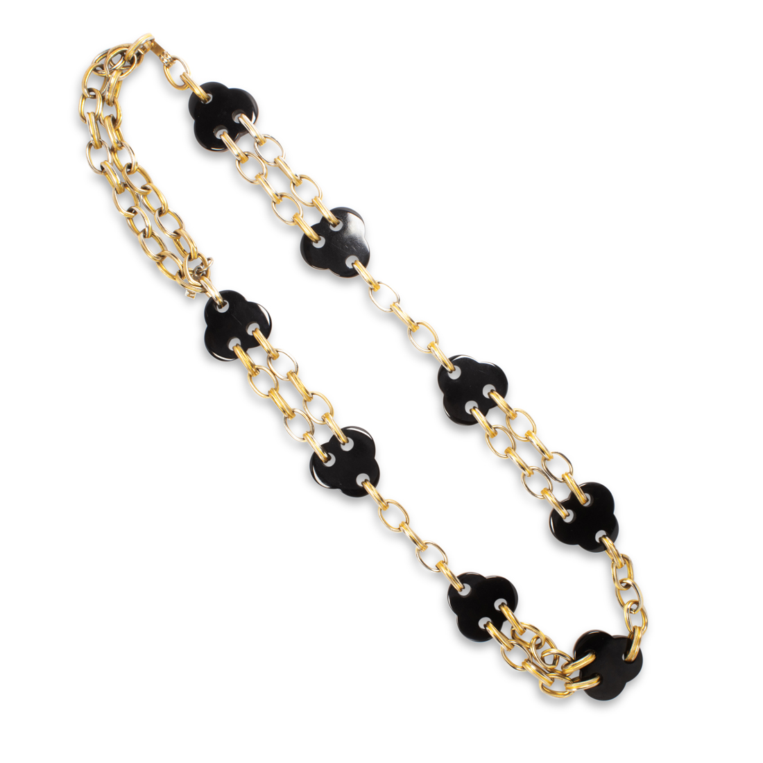 A BLACK CHALCEDONY AND METAL