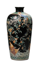 A BLACK GROUND WUCAI 'FLOWERS