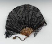 A Black Hand Made Lace Hand Fa