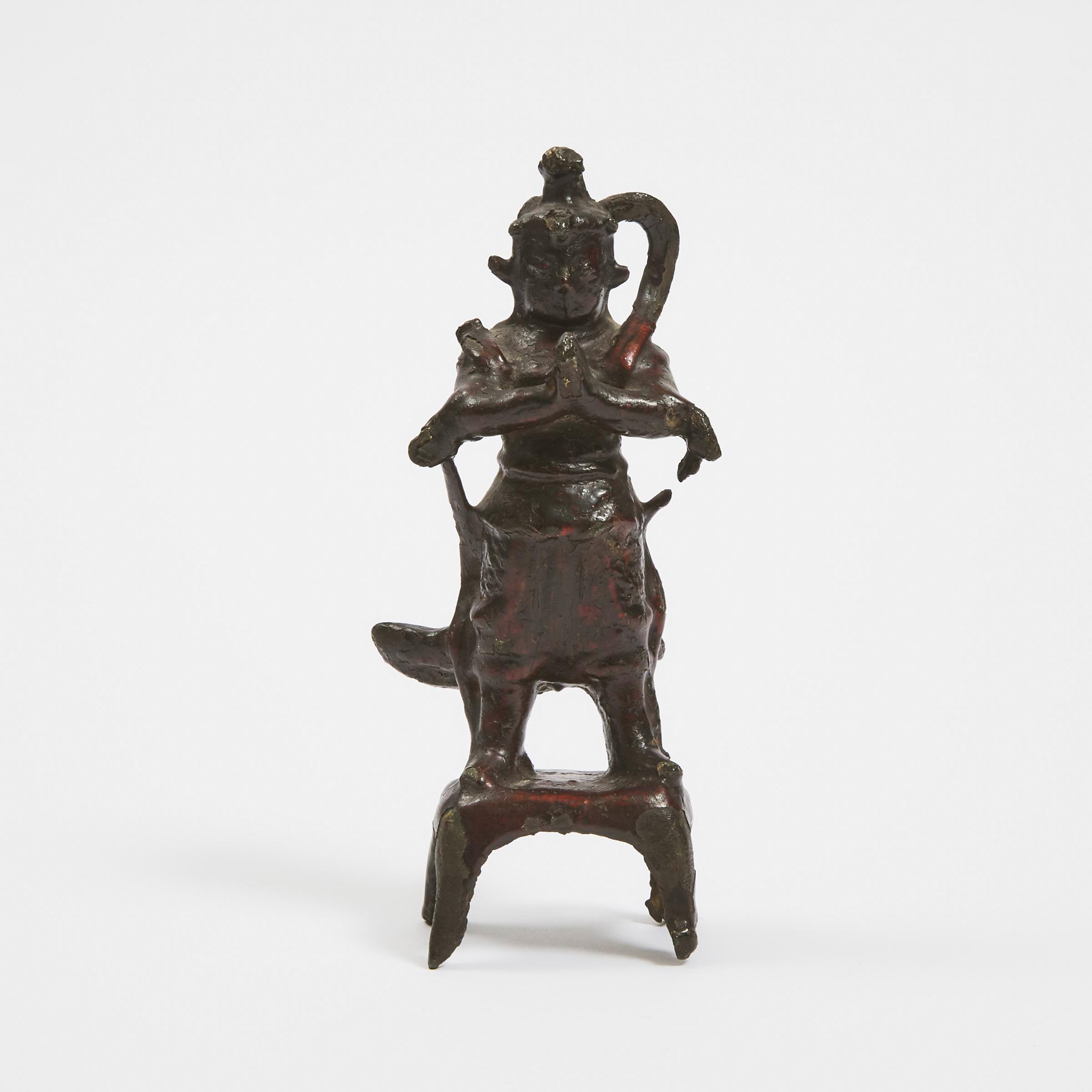 A Black Lacquered Bronze Figure
