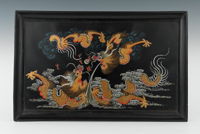 A Black Lacquered Dragon Tray