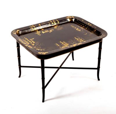 A black lacquered papier-mâché tray