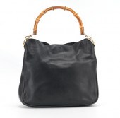 A Black Leather Gucci Hobo Han