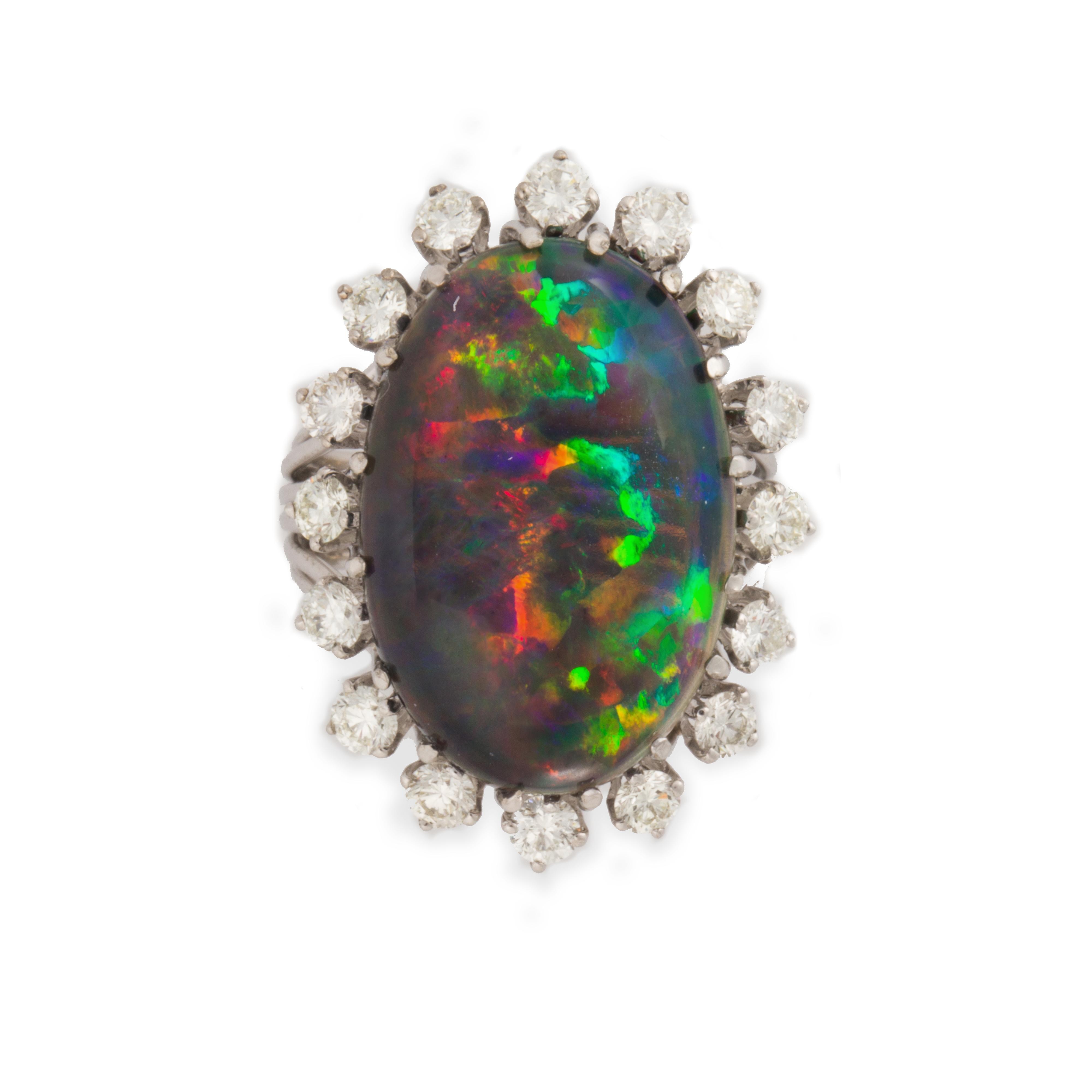 A BLACK OPAL, DIAMOND AND