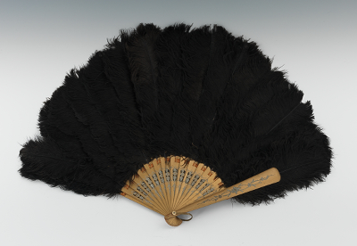 A Black Ostrich Feather Hand Fan