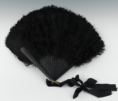 A Black Ostrich Feather Hand Fan