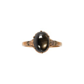 A BLACK STAR SAPPHIRE AND 14K