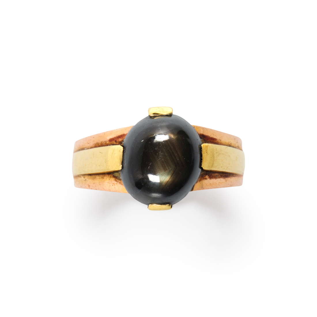 A BLACK STAR SAPPHIRE AND