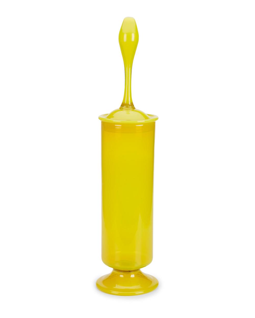 A BLENKO-STYLE LIDDED YELLOW