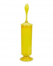 A BLENKO-STYLE LIDDED YELLOW G