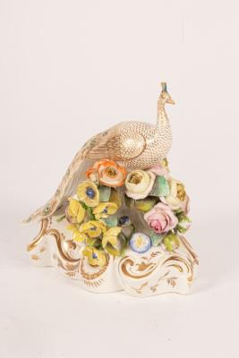 A Bloor Derby figure of a peacock