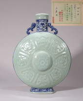 A BLUE AND WHITE CELADON-GLAZE