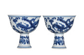 A BLUE AND WHITE 'CHI DRAGON A